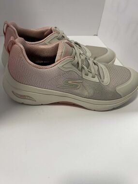 Skechers Women's Pink and Cream Slip-On Walking Shoes